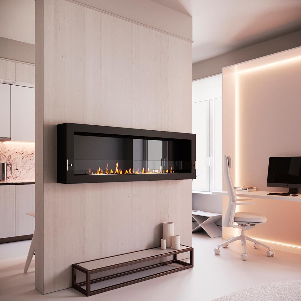 Биокамин SteelHeat WALL ONE 1700 черный, стекло по цене 74 760 руб.